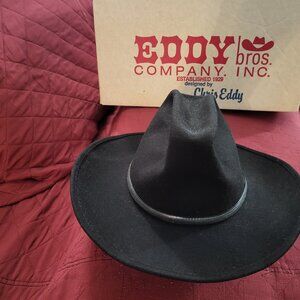 Black cowboy hat with silver color band